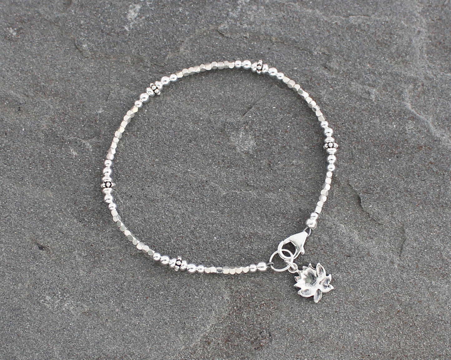 Sterling Silver Lotus Flower Bracelet