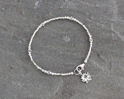Sterling Silver Lotus Flower Bracelet