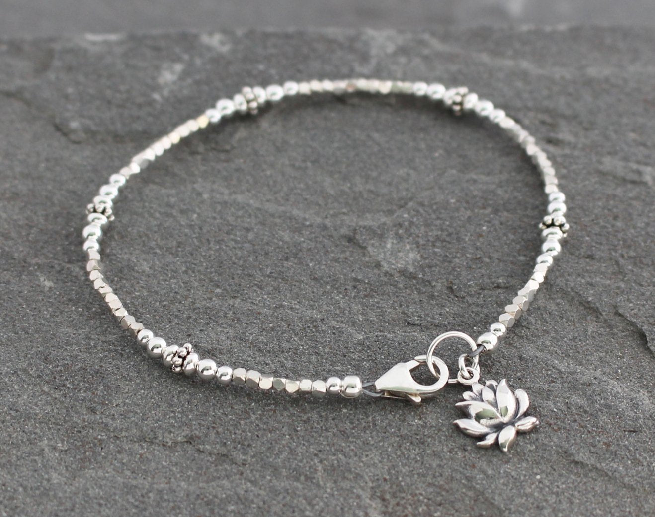 Sterling Silver Lotus Flower Bracelet