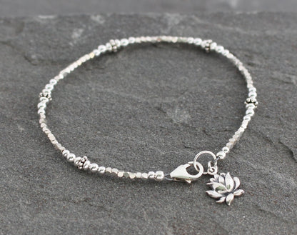 Sterling Silver Lotus Flower Bracelet