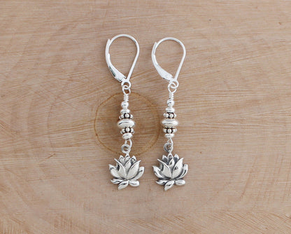 Sterling Silver Lotus Flower Earrings
