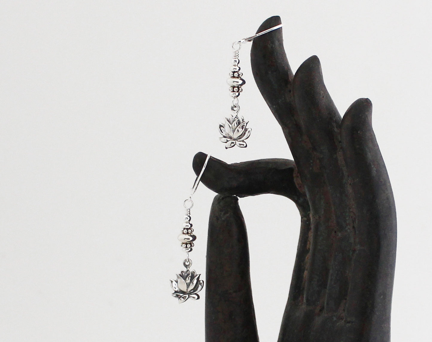 Sterling Silver Lotus Flower Earrings