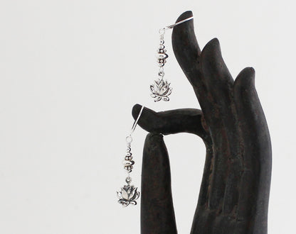 Sterling Silver Lotus Flower Earrings