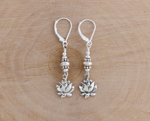 Load image into Gallery viewer, Sterling Silver Lotus Flower Earrings
