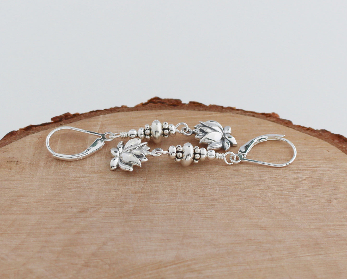 Sterling Silver Lotus Flower Earrings