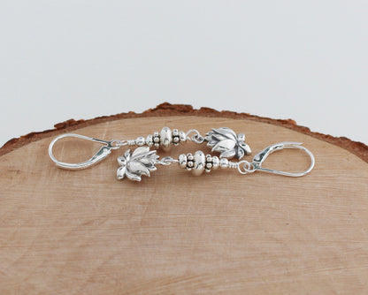 Sterling Silver Lotus Flower Earrings