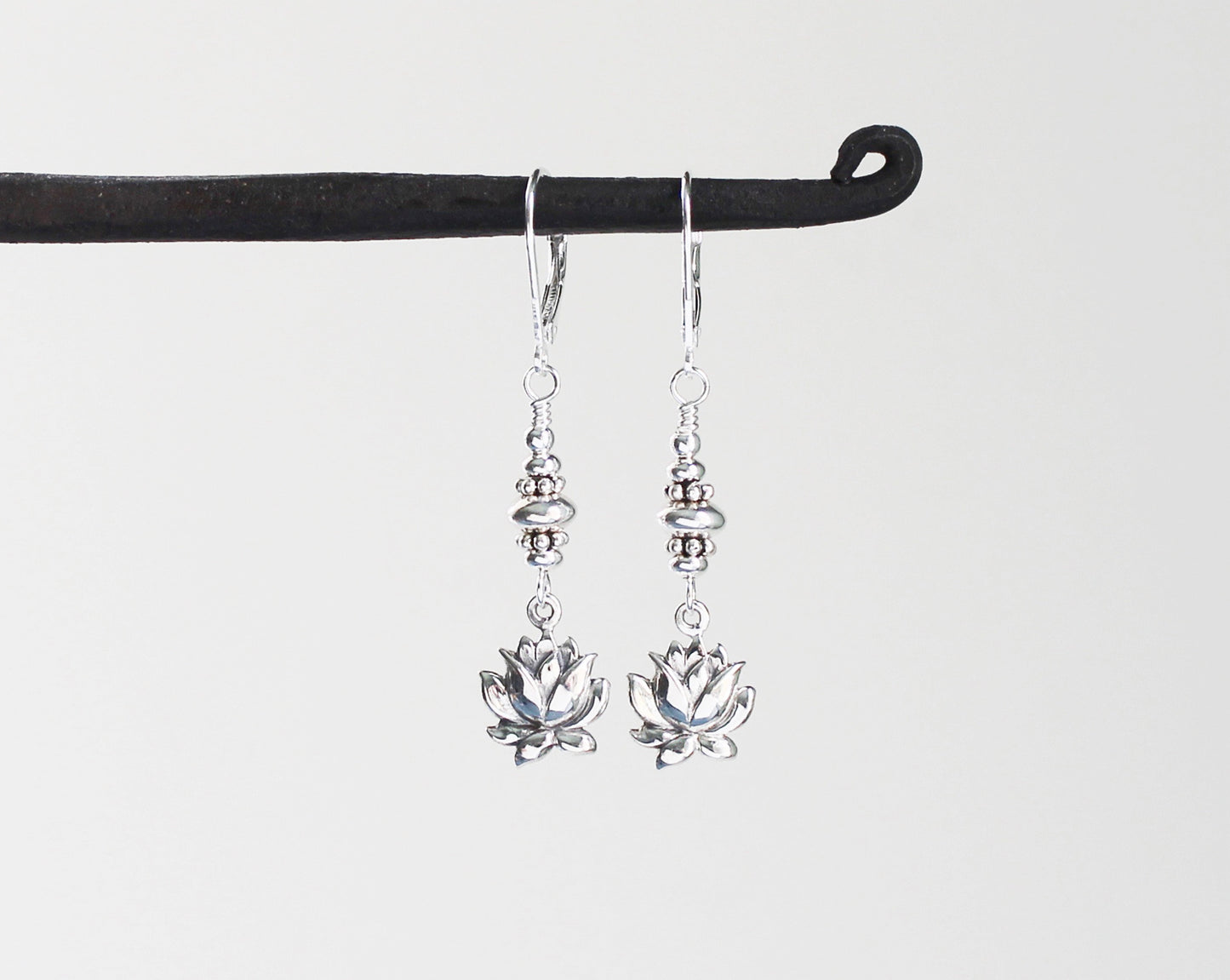 Sterling Silver Lotus Flower Earrings
