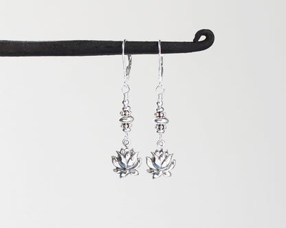 Sterling Silver Lotus Flower Earrings