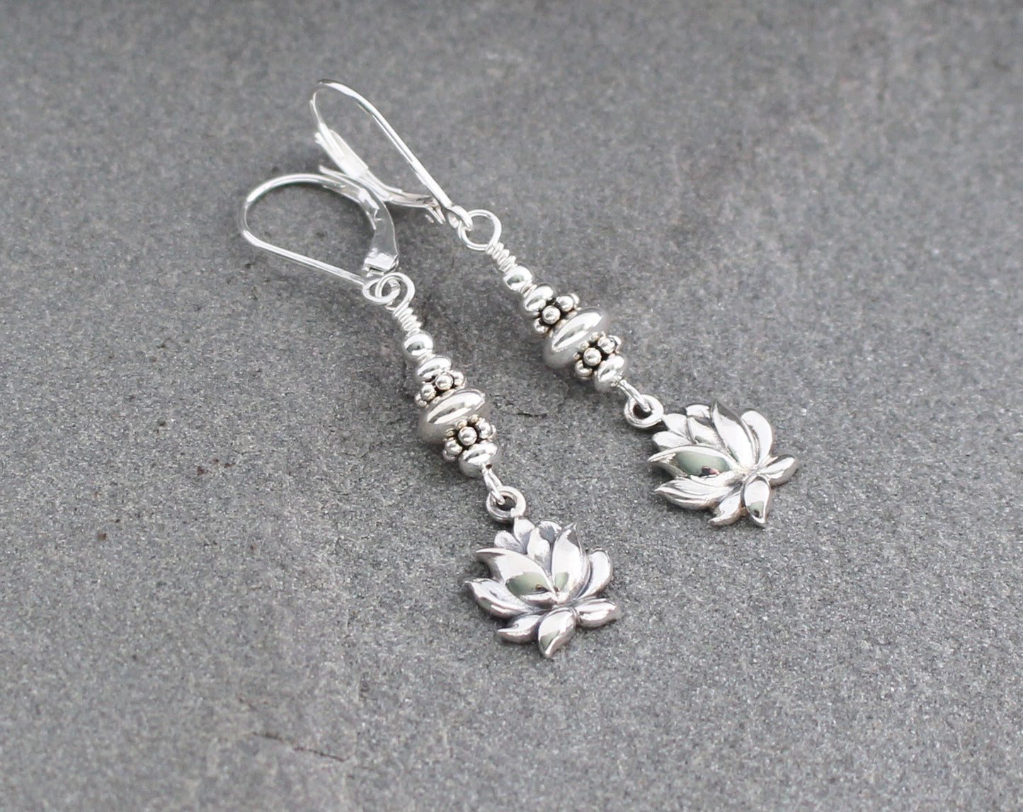 Sterling Silver Lotus Flower Earrings