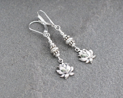 Sterling Silver Lotus Flower Earrings