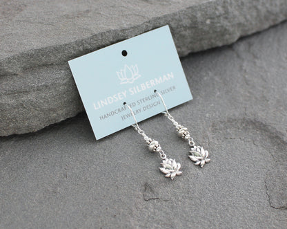 Sterling Silver Lotus Flower Earrings