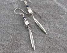 Load image into Gallery viewer, Sterling Silver Spikes with Lapis Lazuli, Earrings by Lindsey Silberman