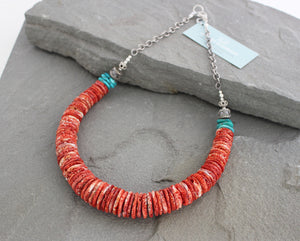 Spiny Oyster Shell and Turquoise Necklace