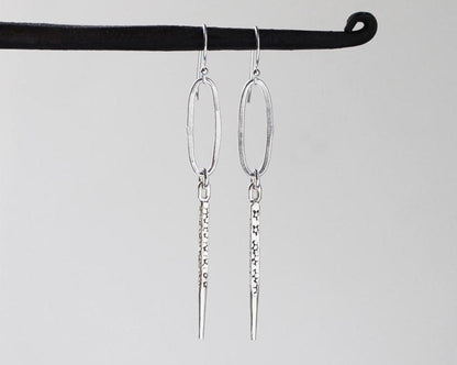 Rustic Thai Silver Hoop and Spike Earrings