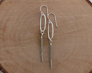 Rustic Thai Silver Hoop and Spike Earrings