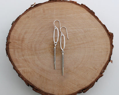 Rustic Thai Silver Hoop and Spike Earrings