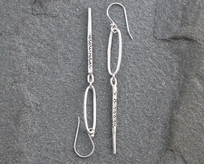 Rustic Thai Silver Hoop and Spike Earrings