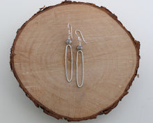 Load image into Gallery viewer, Rustic Thai Silver Oblong Hoop Earrings