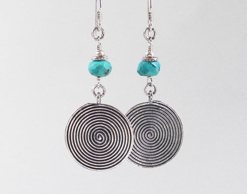Thai Hill Tribe Silver and Turquoise Earrings