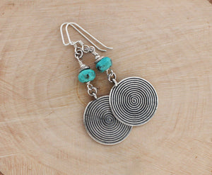 Thai Silver and Turquoise Earrings