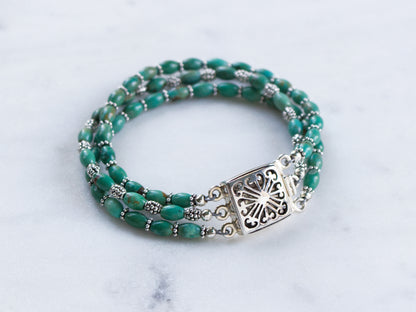 Multistrand Turquoise and Sterling Silver Bracelet