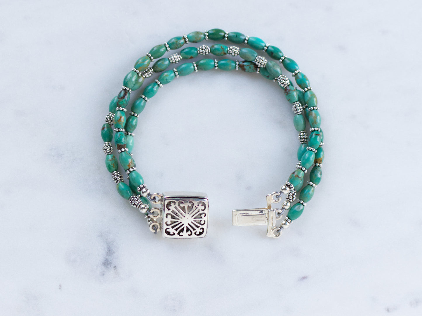 Multistrand Turquoise and Sterling Silver Bracelet