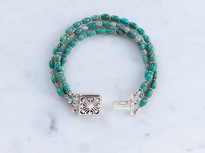 Multistrand Turquoise and Sterling Silver Bracelet