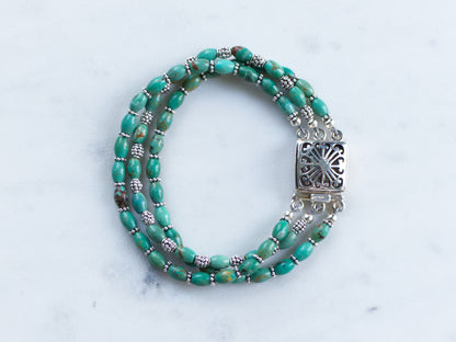 Multistrand Turquoise and Sterling Silver Bracelet