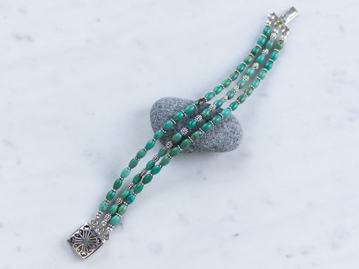 Multistrand Turquoise and Sterling Silver Bracelet