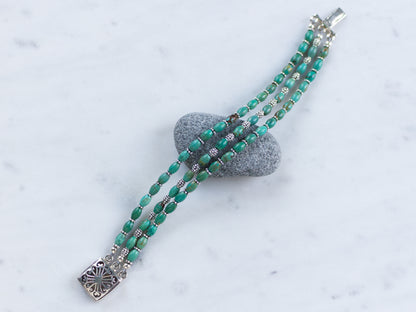 Multistrand Turquoise and Sterling Silver Bracelet