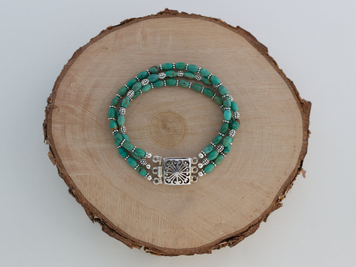 Multistrand Turquoise and Sterling Silver Bracelet