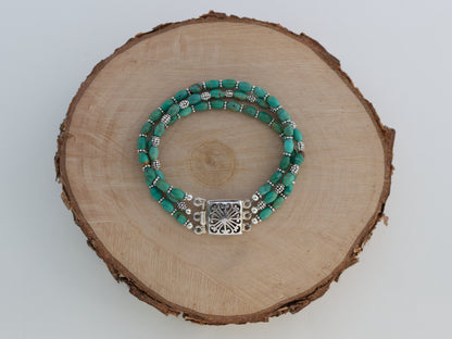 Multistrand Turquoise and Sterling Silver Bracelet
