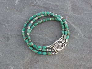 Multi Strand Turquoise and Sterling Silver Bracelet