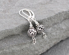 Load image into Gallery viewer, Turkish Sterling Silver Spiral Filigree Lever Back Earrings by Lindsey Silberman