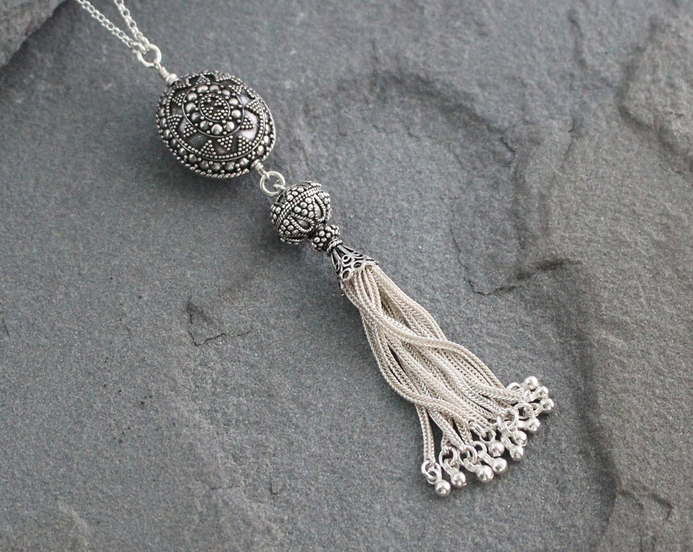Bali and Turkish Silver Tassel Necklace – Lindsey Silberman
