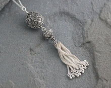 Load image into Gallery viewer, Bali and Turkish Silver Tassel Necklace
