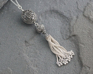 Bali and Turkish Silver Tassel Necklace
