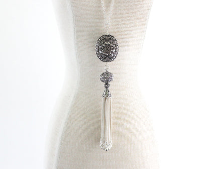 Bali and Turkish Silver Tassel Necklace
