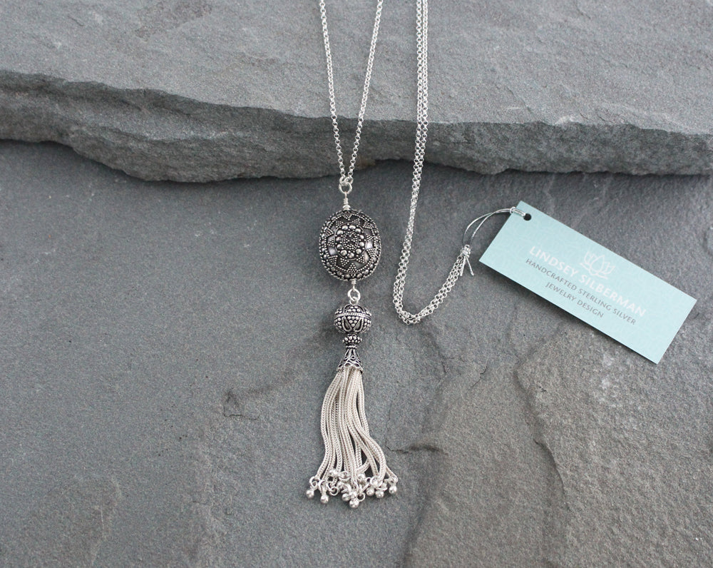 Bali and Turkish Silver Tassel Necklace – Lindsey Silberman