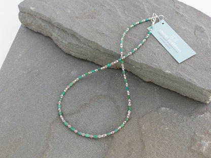 Turquoise and Sterling Silver Beaded Necklace