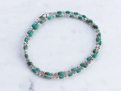 Turquoise and Sterling Silver Beaded Necklace