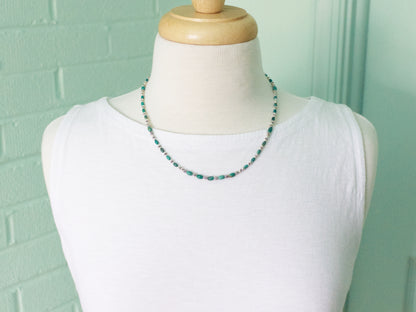 Turquoise and Sterling Silver Beaded Necklace