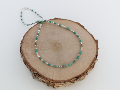 Turquoise and Sterling Silver Beaded Necklace