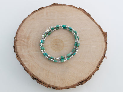 Turquoise and Sterling Silver Beaded Necklace