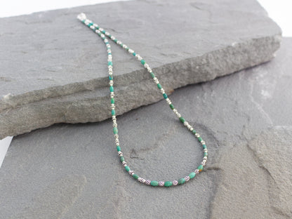 Turquoise and Sterling Silver Beaded Necklace