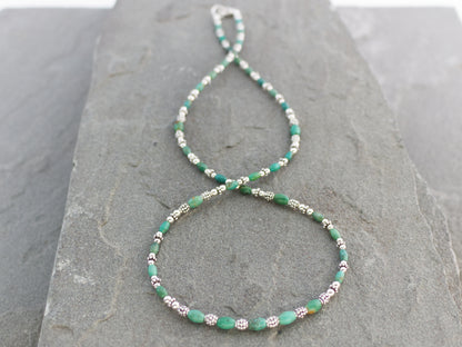 Turquoise and Sterling Silver Beaded Necklace